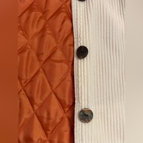 J. Jill Cream Button Up Corduroy Jacket w. Removable Quilted Orange Lining Small - Picture 3 of 14